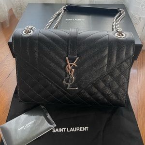 YSL black envelope medium bag